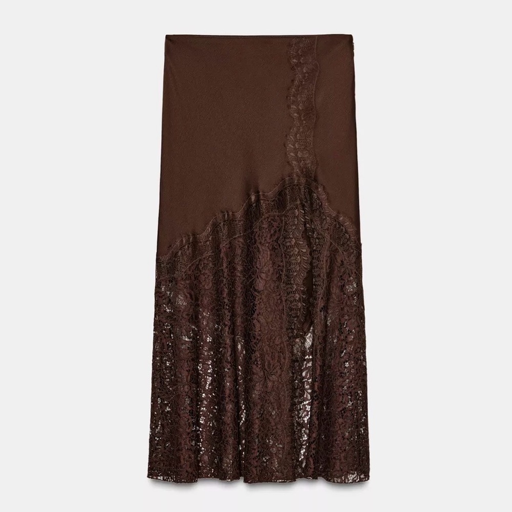 ZARA STUNNING MIDI SKIRT LACE - Picture 9 of 11